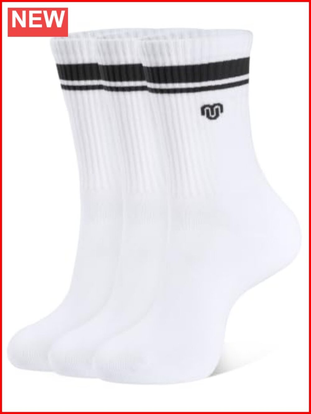 Womens Striped Crew Calf Socks Cotton Blend 3 Pairs Cushioned Comfort